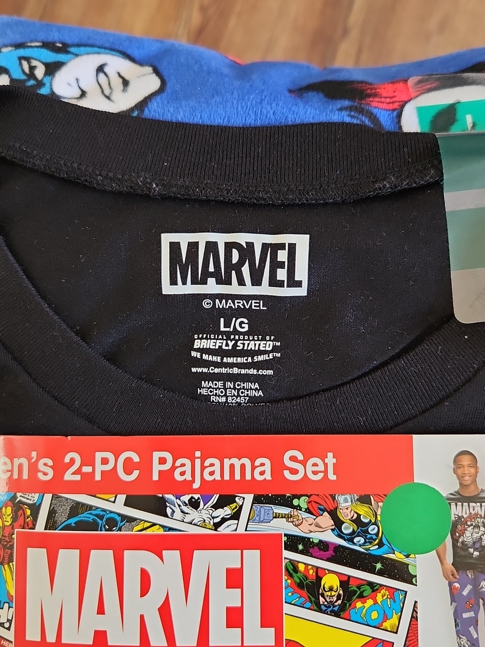Marvel Black & Blue Men’s 2-PC Pajama Set with Graphic Logo Size LARGE NWT - Picture 5 of 6
